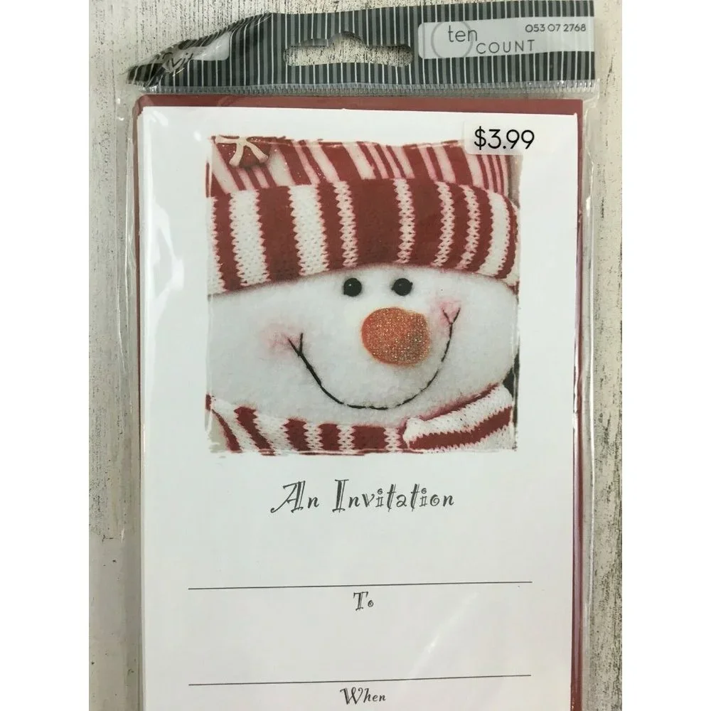 NEW Masterpiece Studios Holiday Christmas Party Invitations Snowman 10 Count